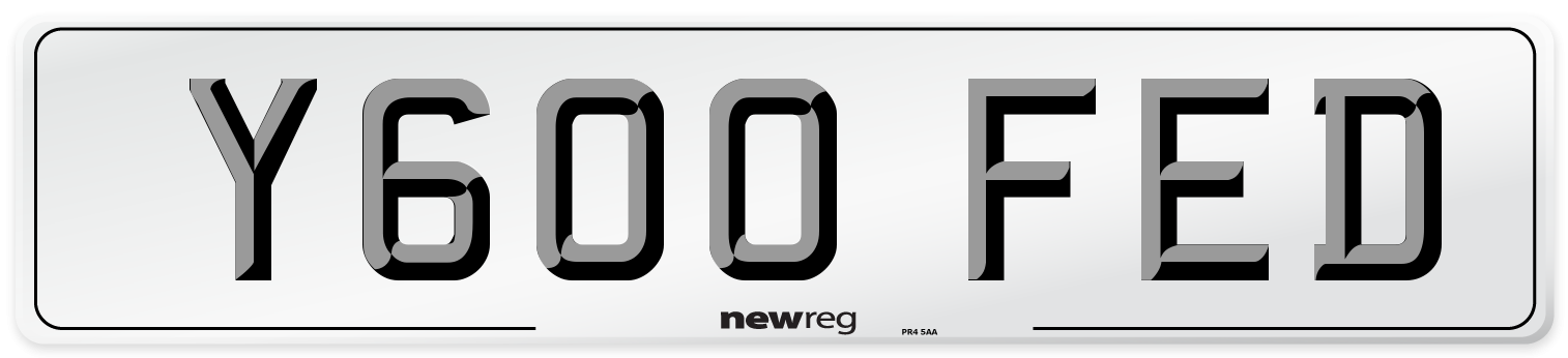 Y600 FED Number Plate from New Reg